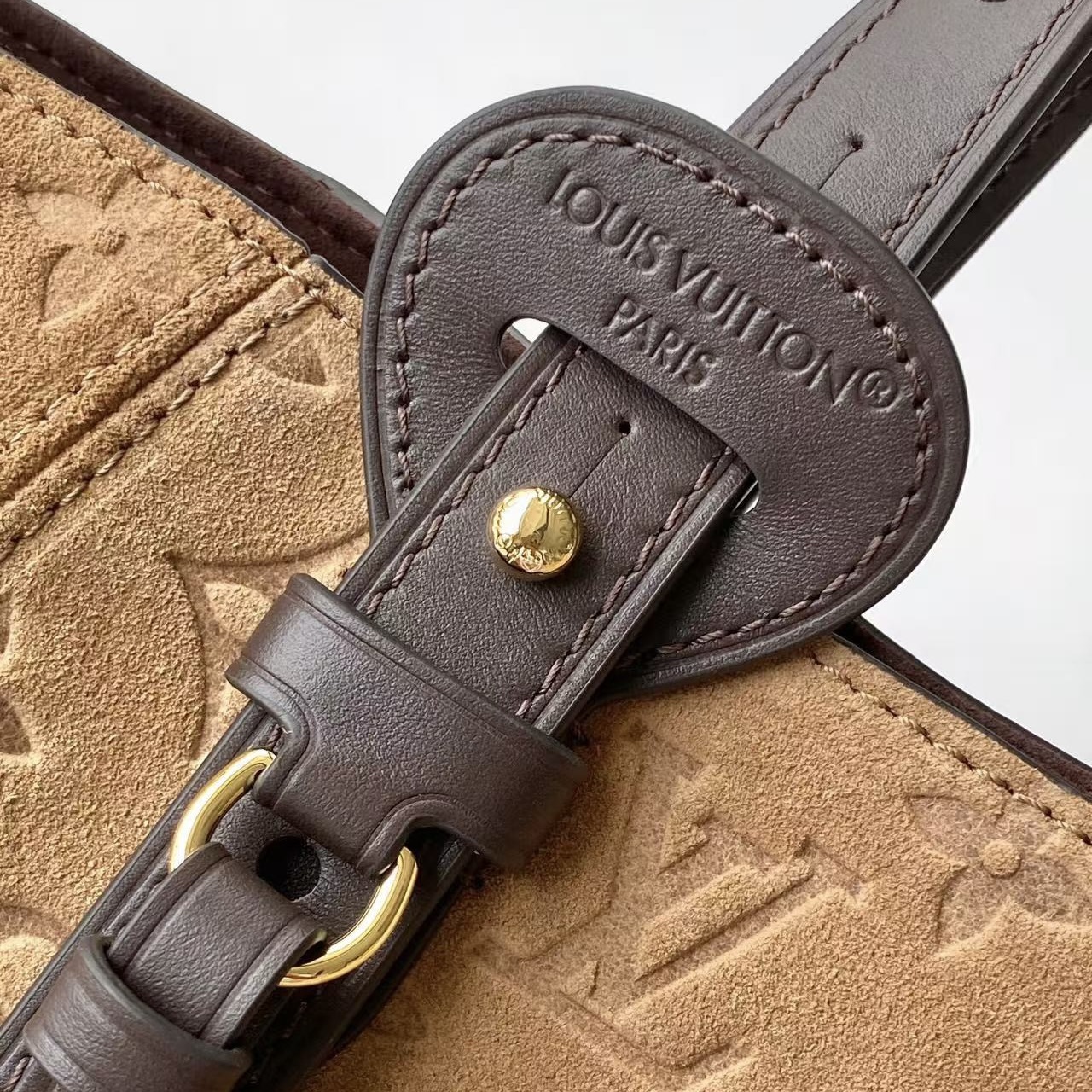 Louis Vuitton All In One PM Monogram Embossed Suede Tote Bag — Beige Trench - Image 5