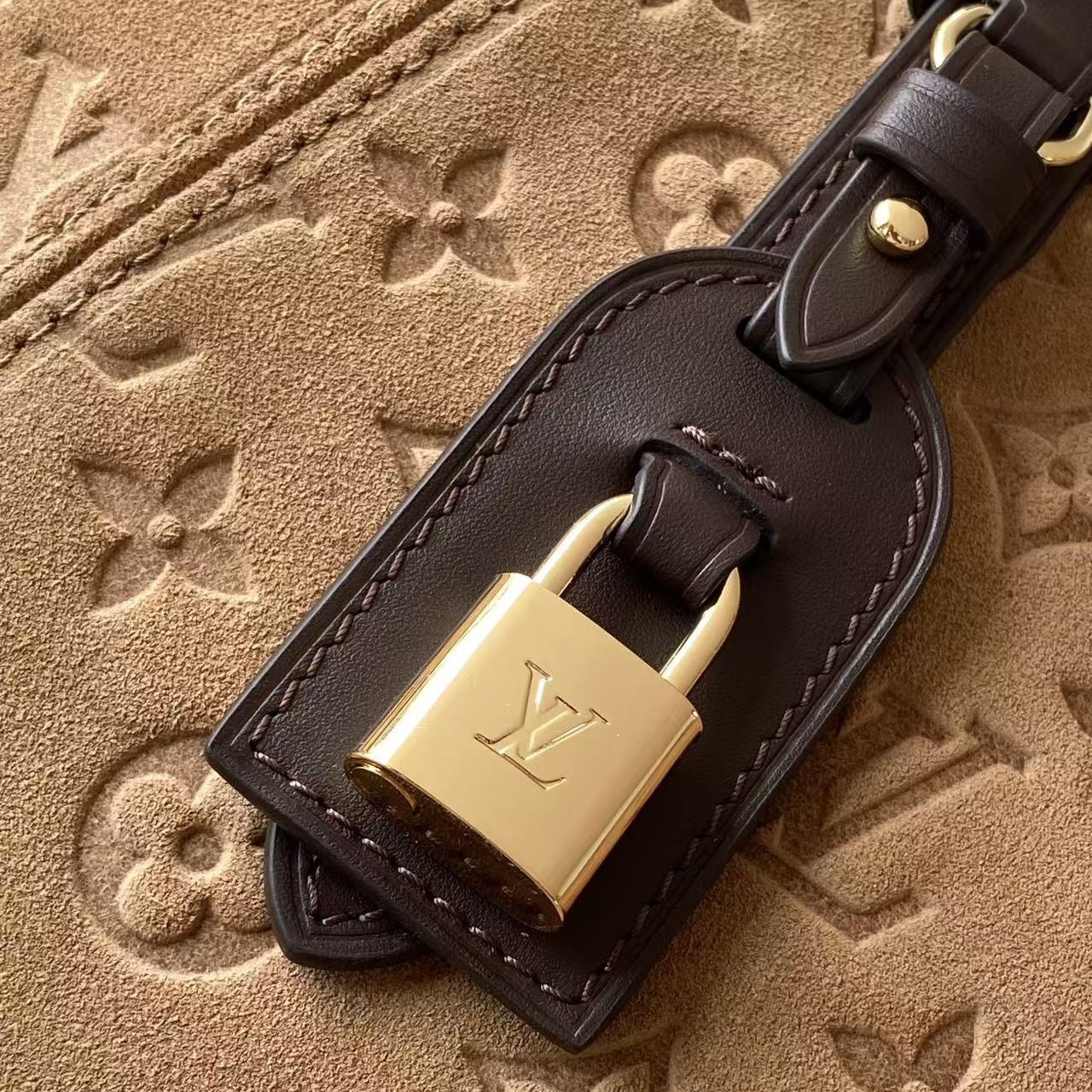 Louis Vuitton All In One PM Monogram Embossed Suede Tote Bag — Beige Trench - Image 4