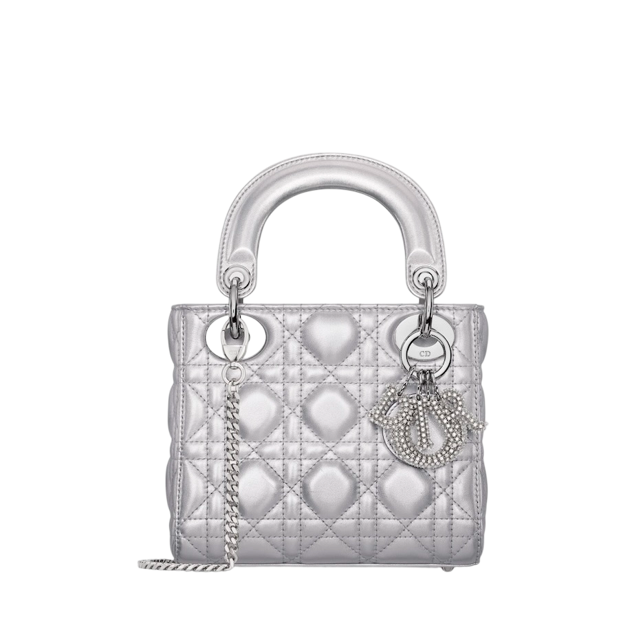 Dior Mini Lady Dior Bag — Silver-Tone