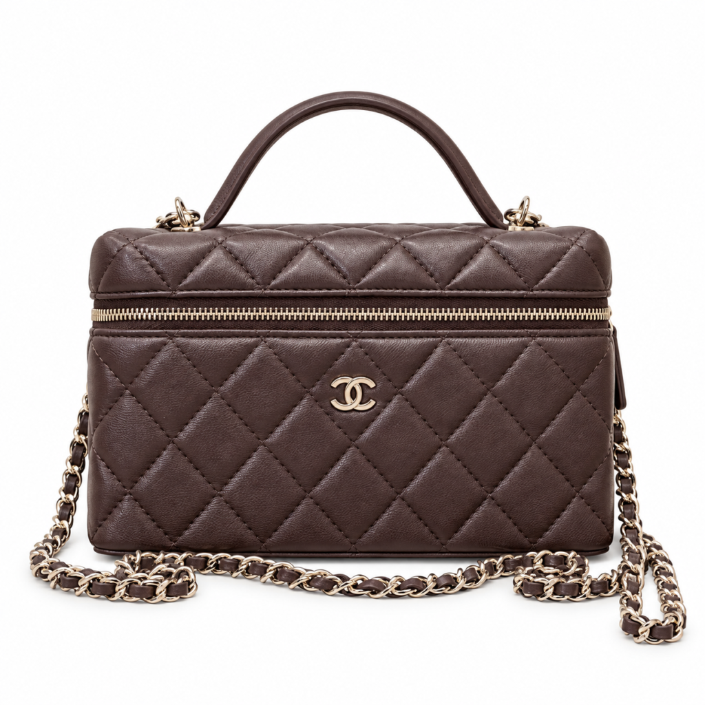 Chanel Large Vanity with Chain AP5347 brown grained calfskin