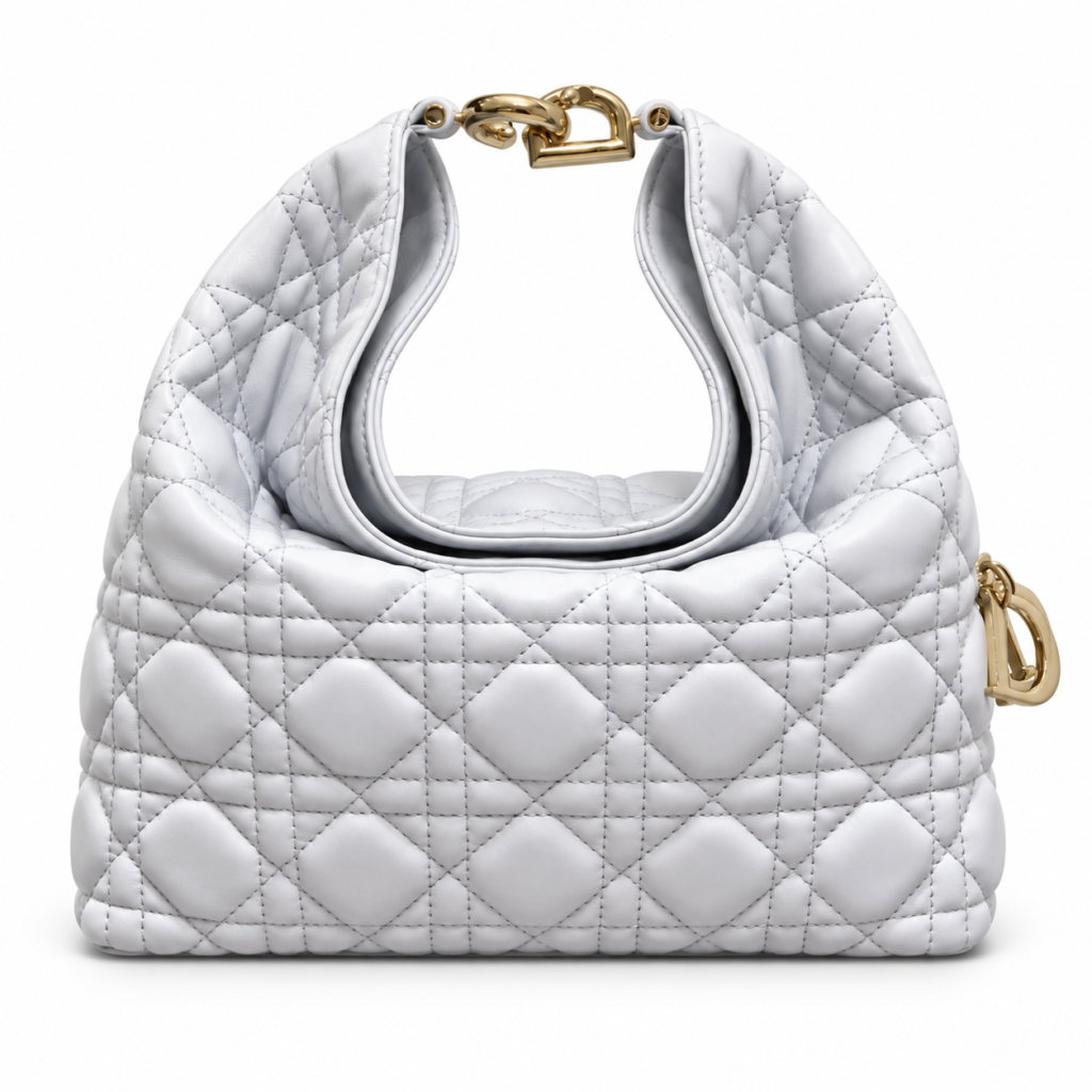 Dior Toujours Hobo Bag ice blue cannage lambskin with gold CD Lock