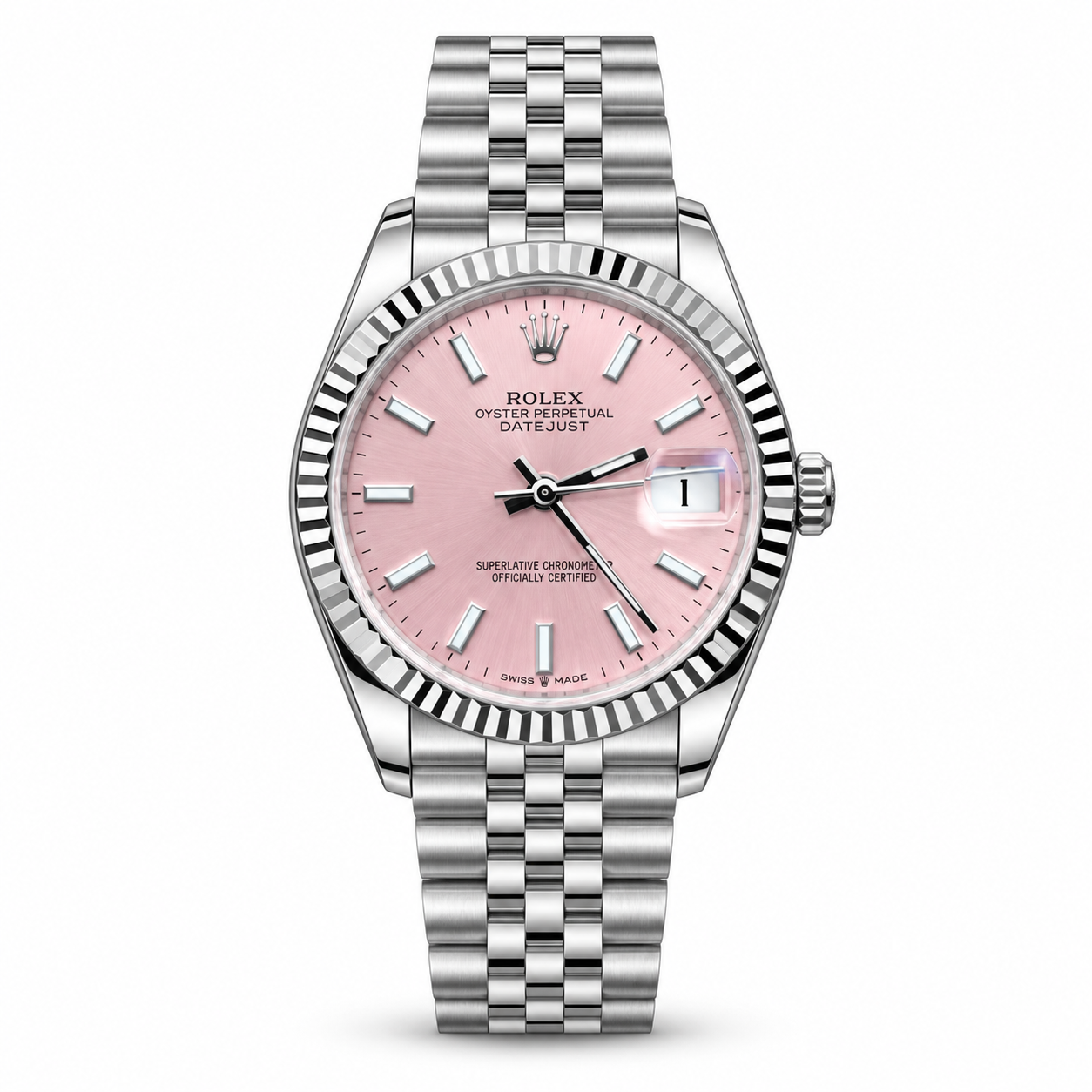 Rolex Datejust 31 278274 pink dial fluted bezel Jubilee watch
