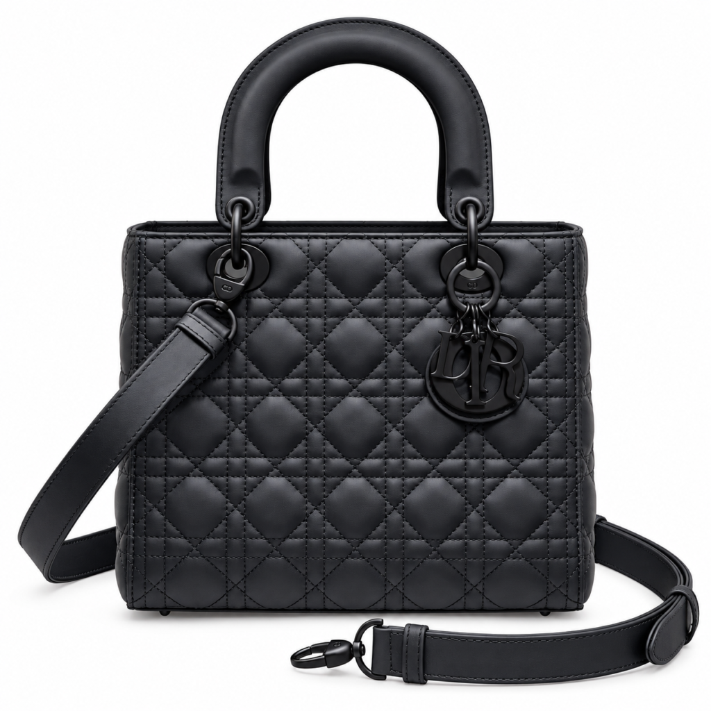Dior Lady Dior Ultramatte black cannage calfskin matte hardware