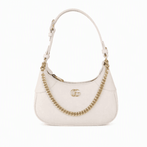 Gucci Aphrodite Small Shoulder Bag in white soft leather with gold-tone hardware
